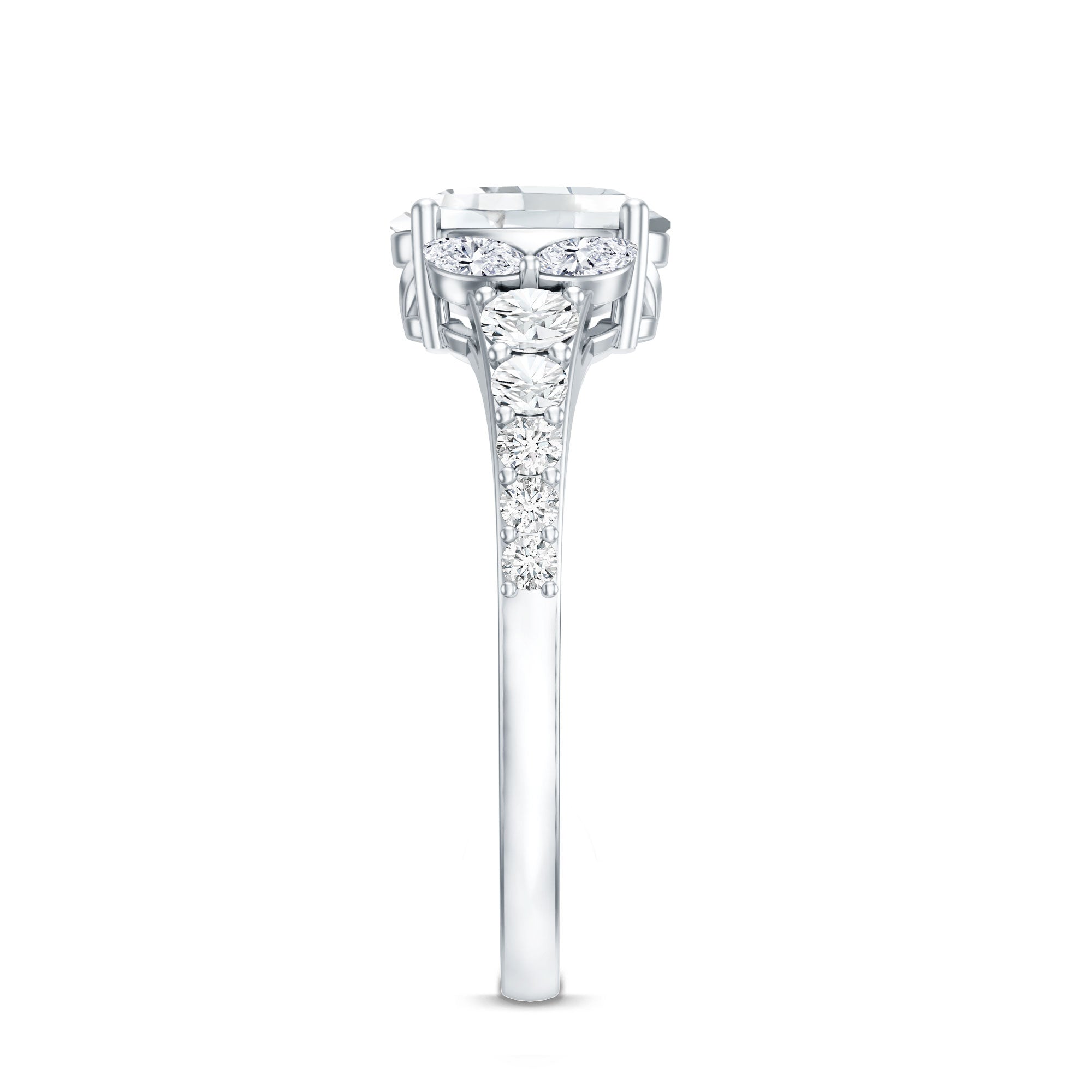 1.2 Carat Oval Moissanite Designer Engagement Ring in 14k Gold Plated Silver