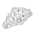 Certified 2 Carat Round Cut Moissanite Antique Engagement Ring