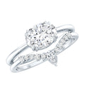 1.2 Carat Oval Shaped Moissanite East West Engagement Ring with Band