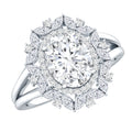 Certified 2 Carat Oval Moissanite Double Halo Engagement Ring