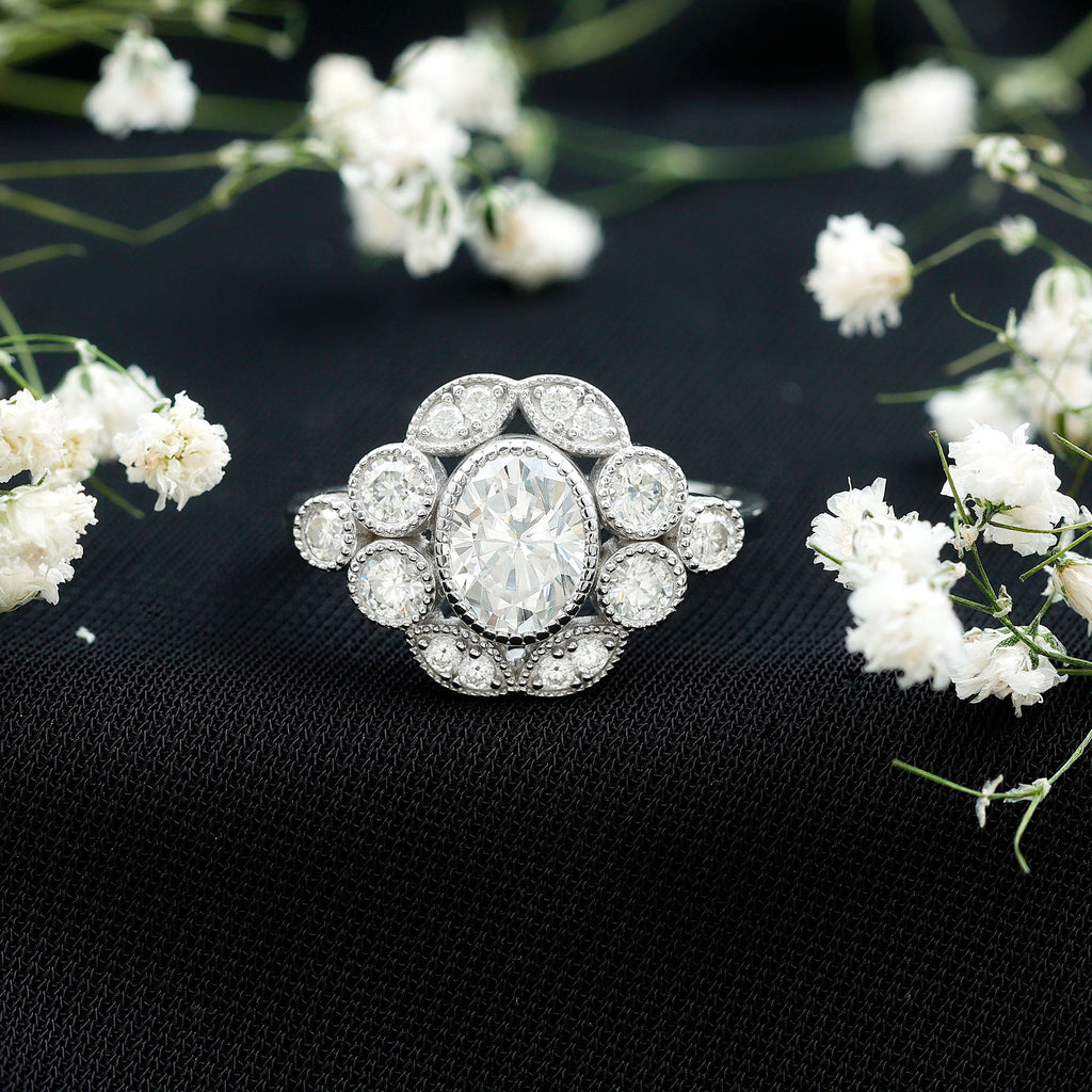 Certified 1.2 Carat Oval Moissanite Statement Engagement Ring