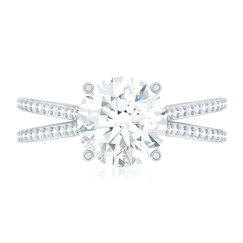 Solitaire Moissanite 2 Carat Engagement Ring with Split Shank