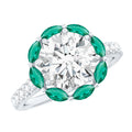 Certified 3 Carat Moissanite Designer Engagement Ring With Emerald