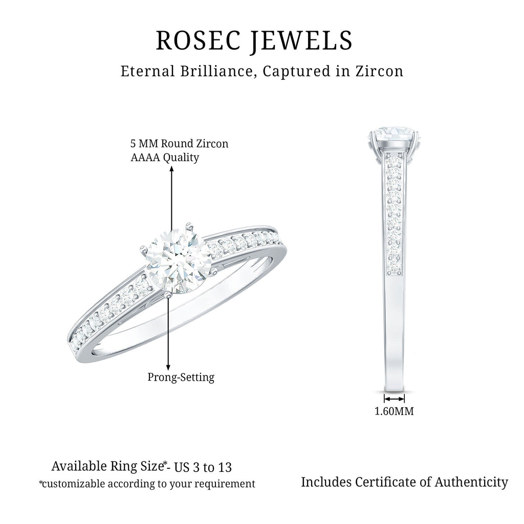 Cubic Zirconia Engagement Ring with Side Stones