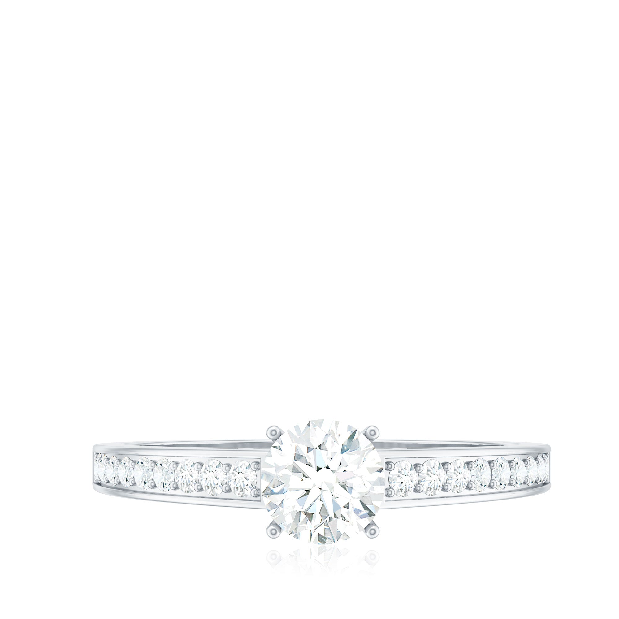 Cubic Zirconia Engagement Ring with Side Stones