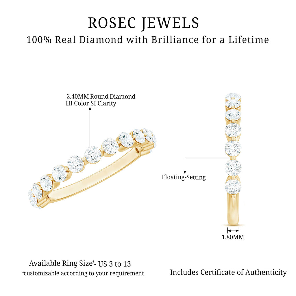 Round Shape Floating Diamond Half Eternity Ring
