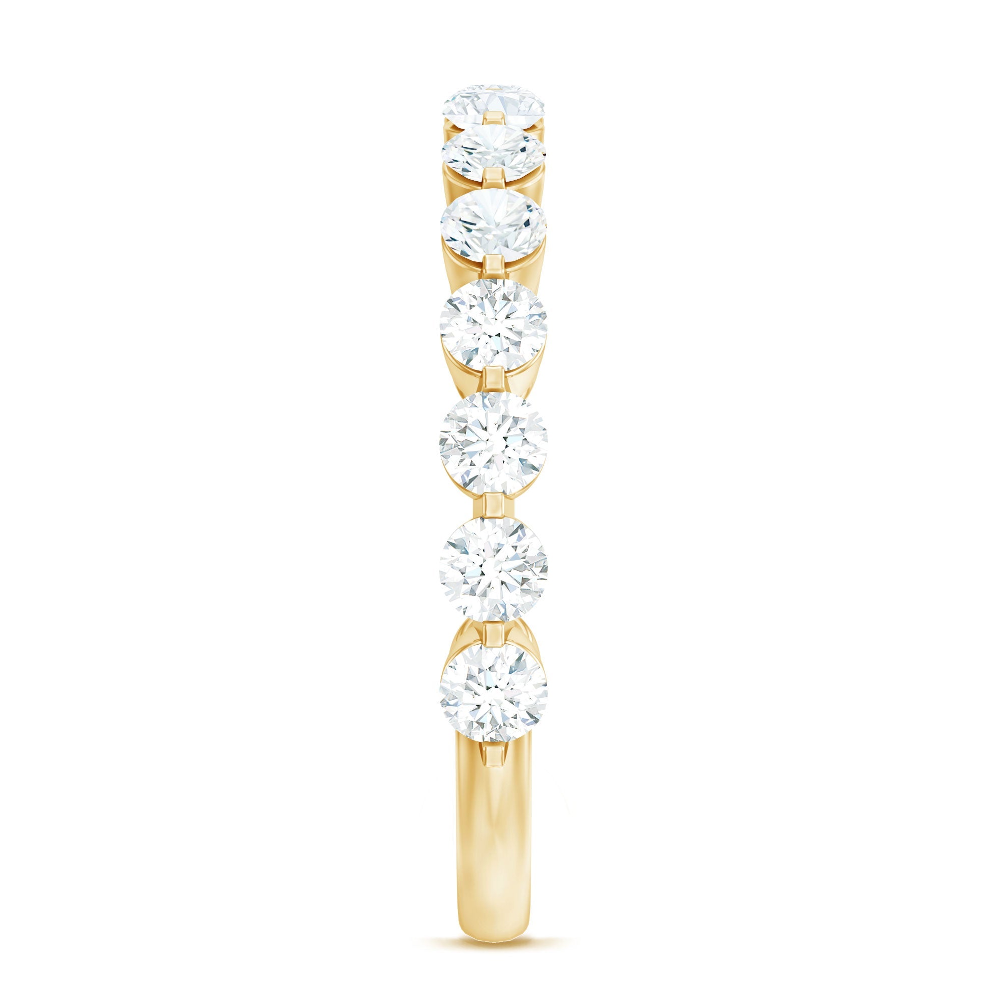 Round Shape Floating Diamond Half Eternity Ring