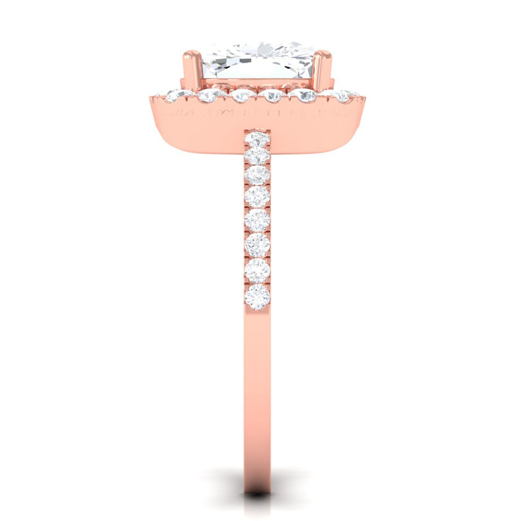 8 MM Cushion Cut Moissanite Halo Engagement Ring for Women