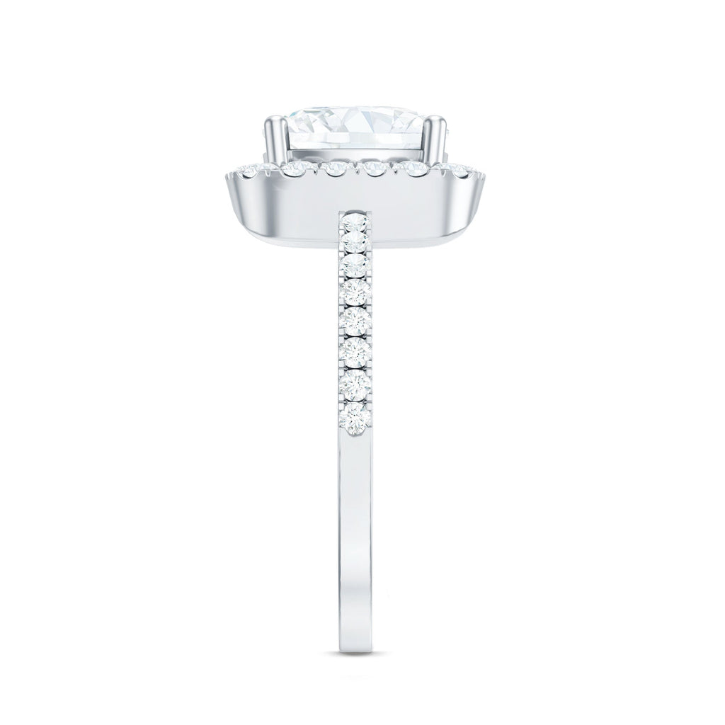 8 MM Cushion Cut Moissanite Halo Engagement Ring for Women