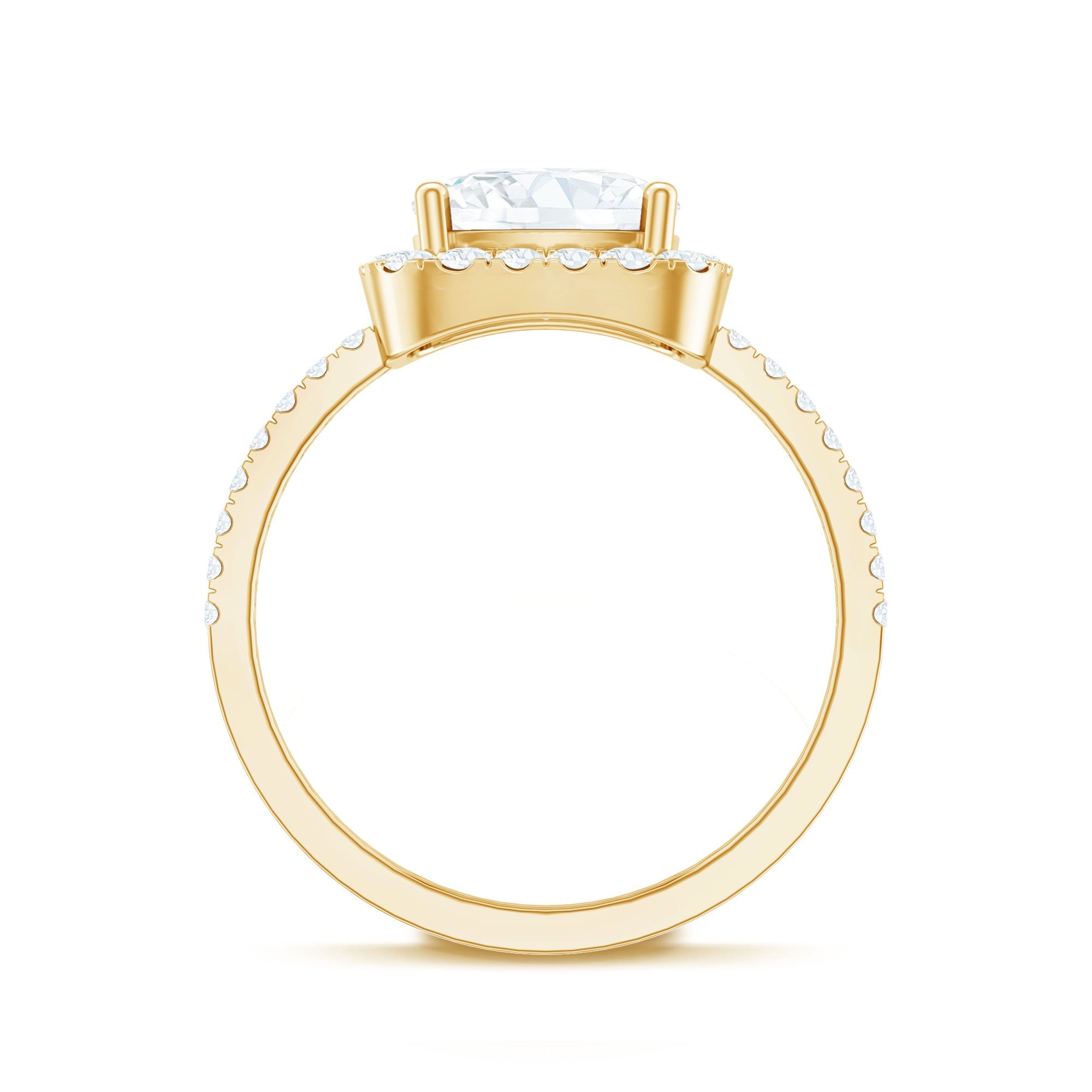 8 MM Cushion Cut Moissanite Halo Engagement Ring for Women