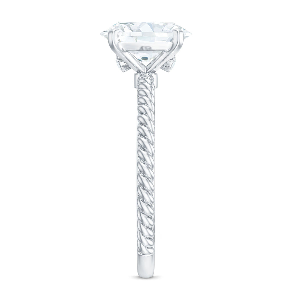 Oval Shape Moissanite Solitaire Engagement Ring with Twisted Rope