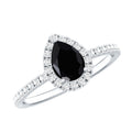 Certified 0.85 Carat Pear Shape Lab Grown Black and White Diamond Halo Engagement Ring