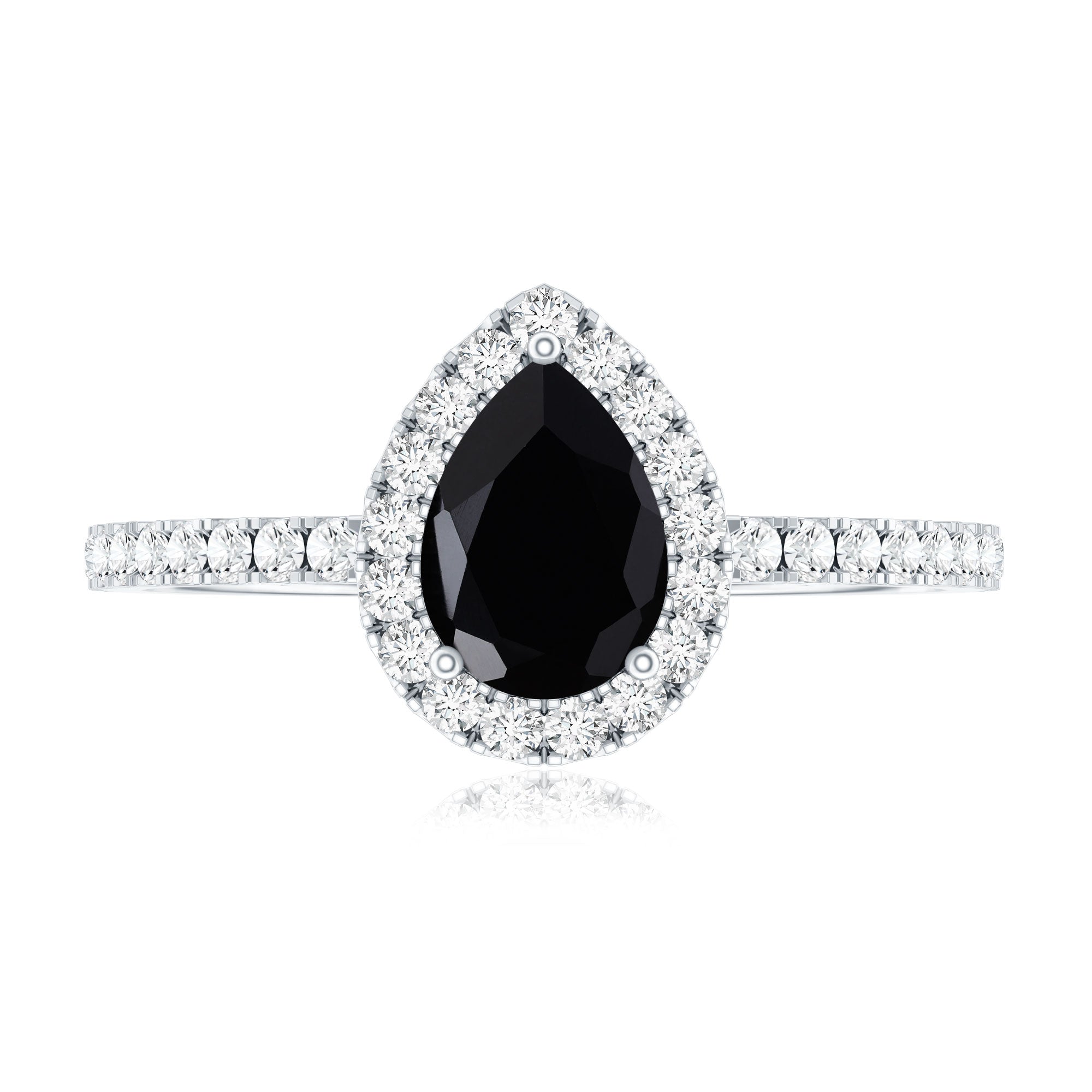 Certified 0.85 Carat Pear Shape Lab Grown Black and White Diamond Halo Engagement Ring
