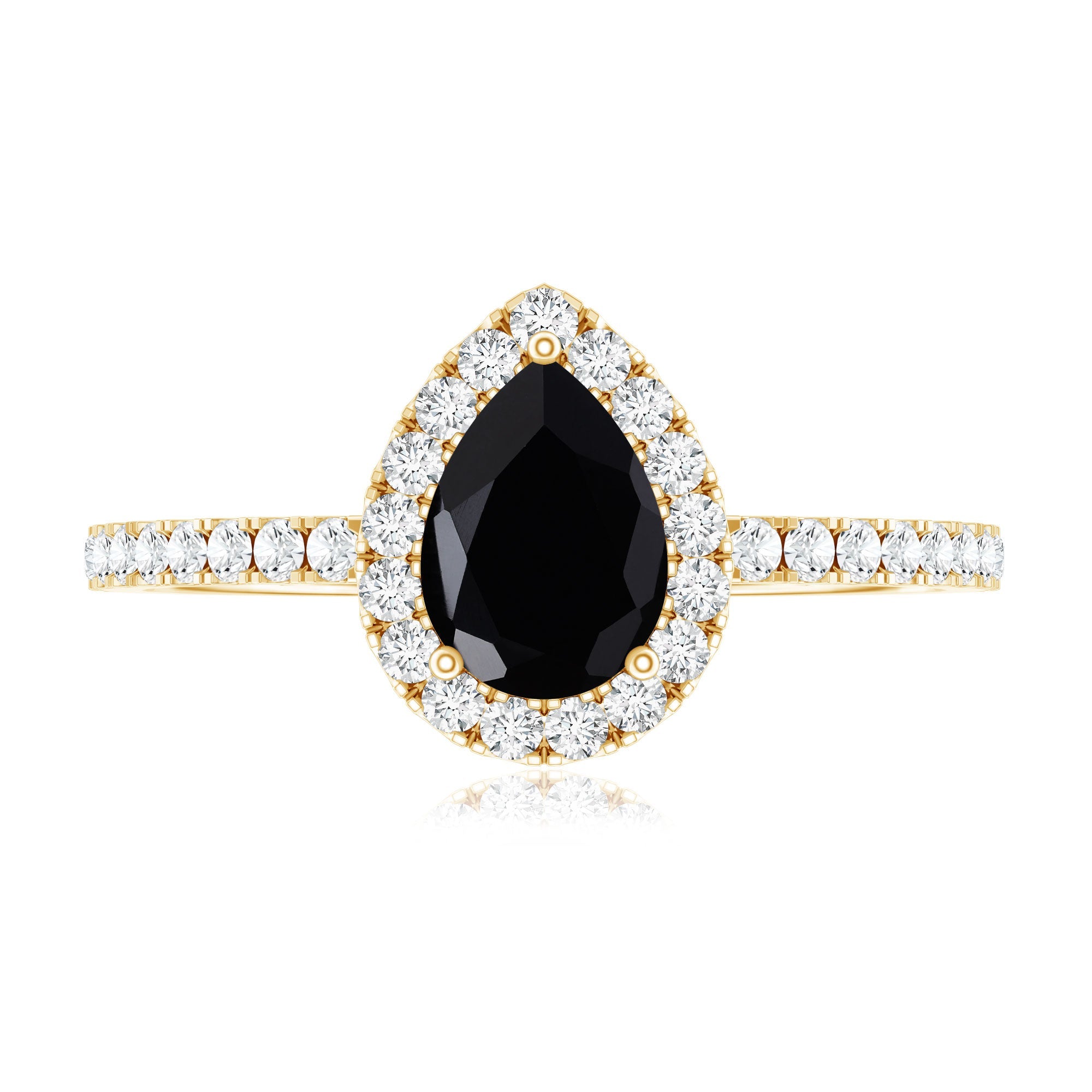 Certified 0.85 Carat Pear Shape Lab Grown Black and White Diamond Halo Engagement Ring