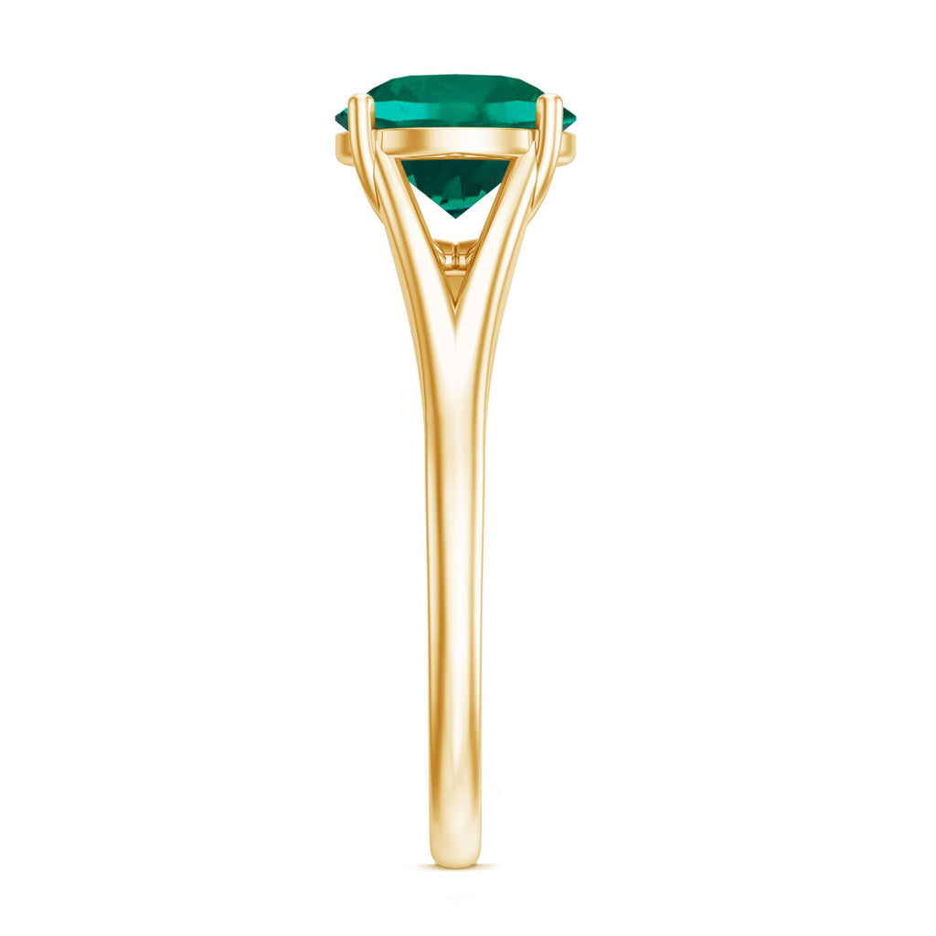 Certified 8 mm Lab Grown Emerald Engagement Ring with Diamond