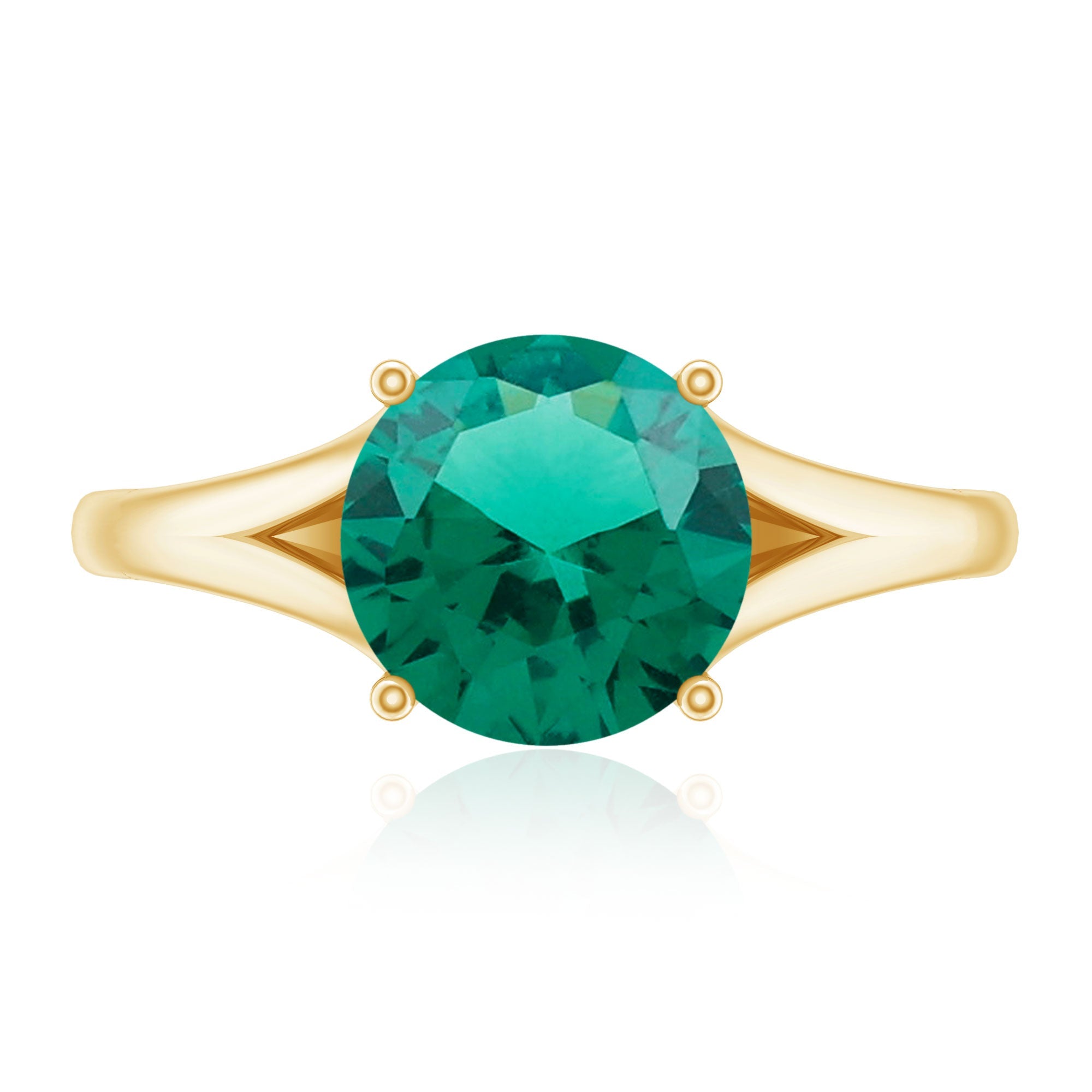Certified 8 mm Lab Grown Emerald Engagement Ring with Diamond