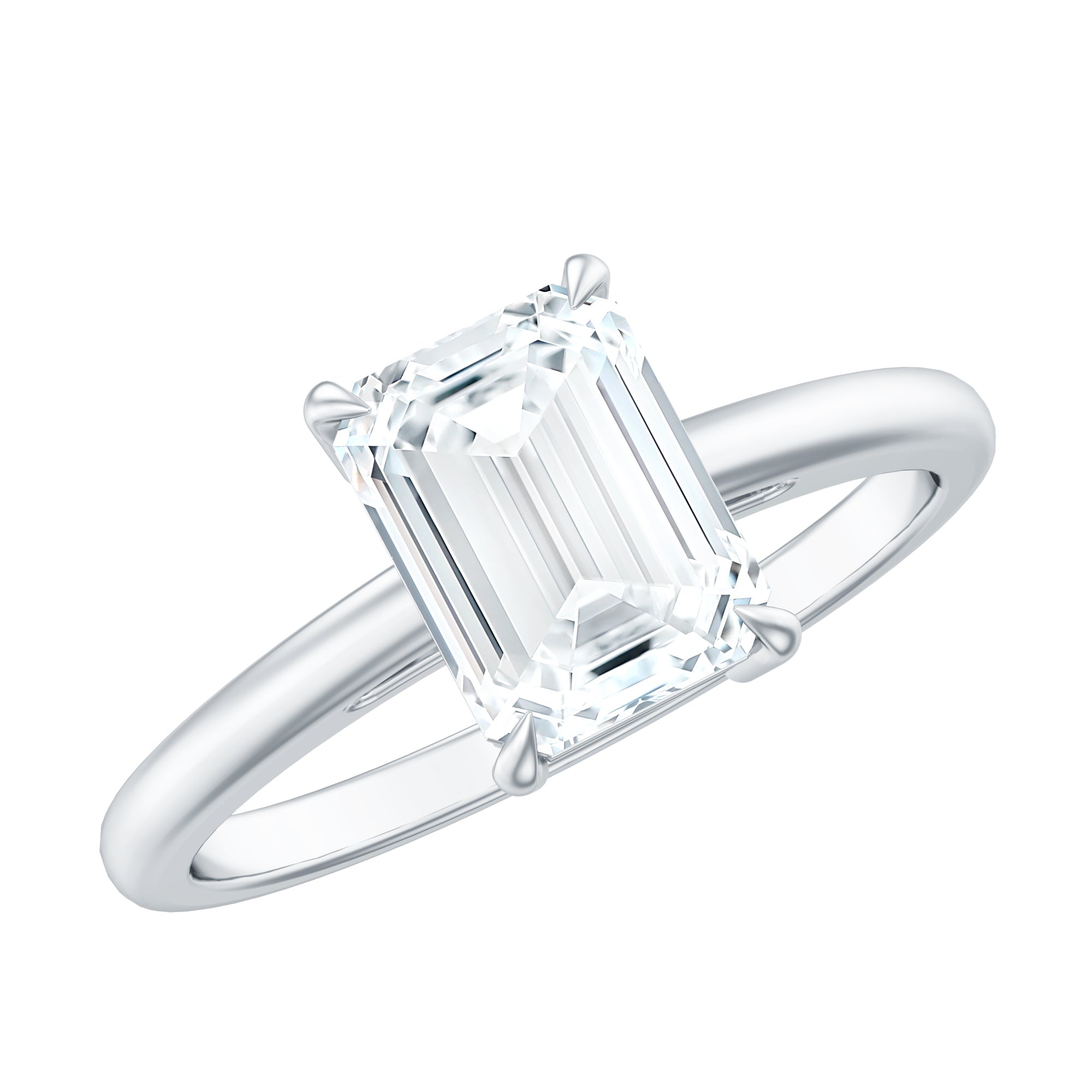 Certified 6X8MM Moissanite Emerald Cut Engagement Ring