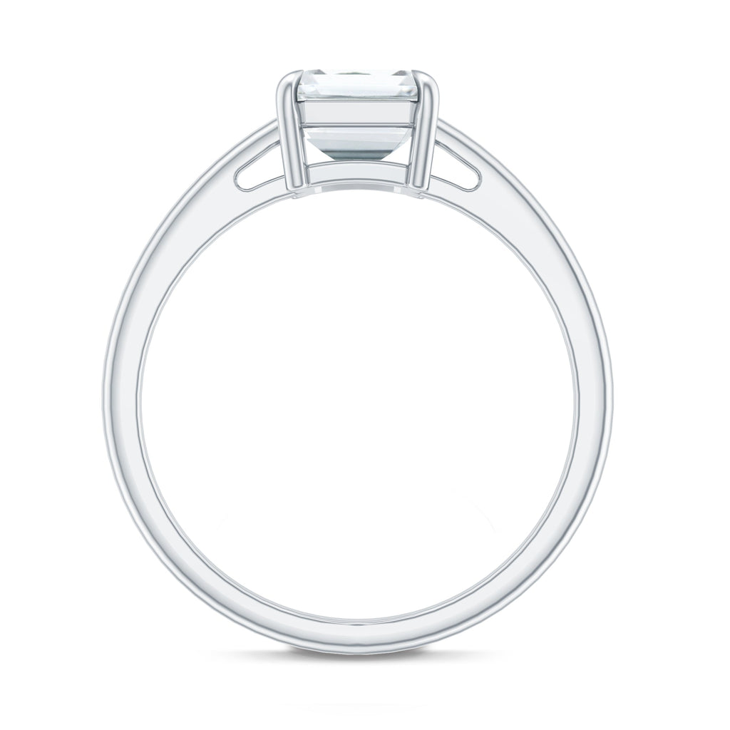 Certified 6X8MM Moissanite Emerald Cut Engagement Ring