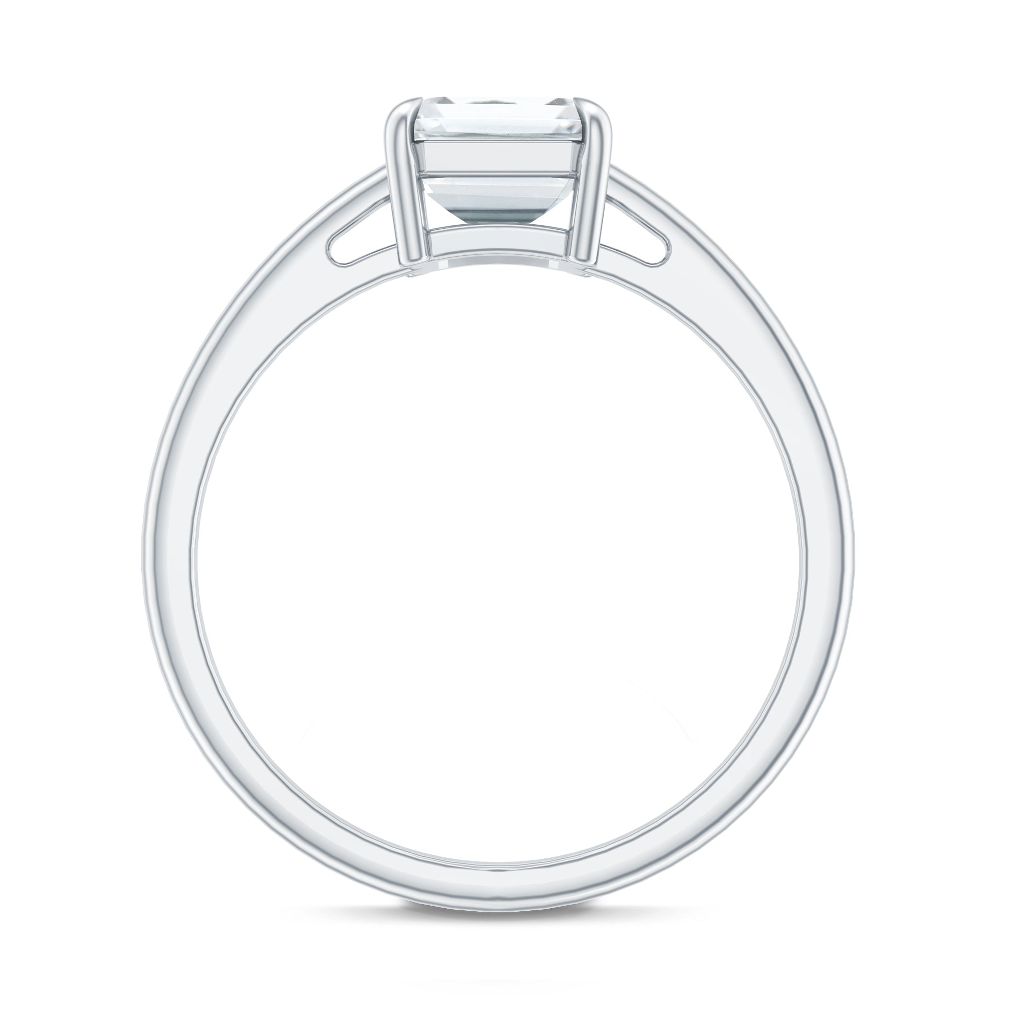 Certified 6X8MM Moissanite Emerald Cut Engagement Ring