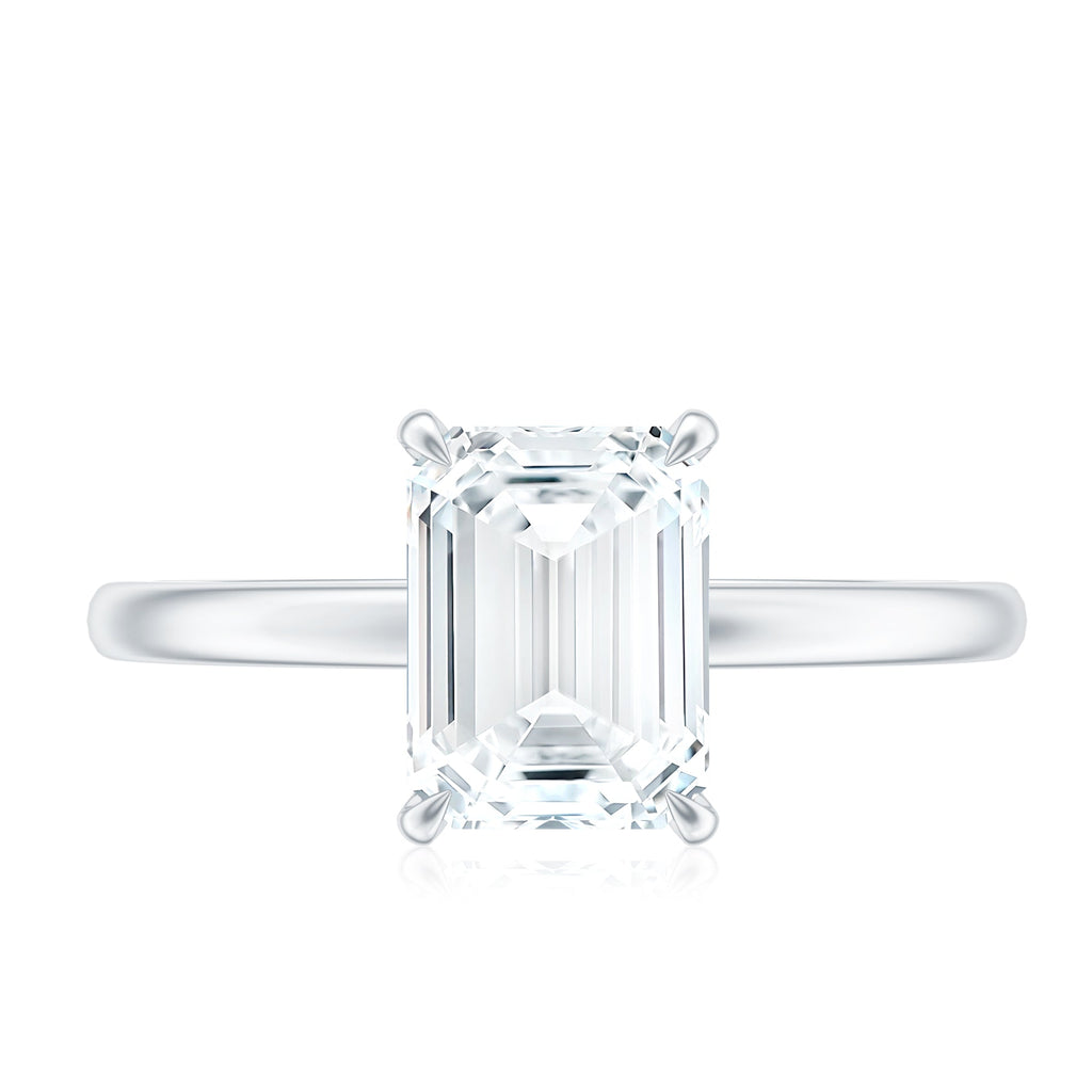 Certified 6X8MM Moissanite Emerald Cut Engagement Ring