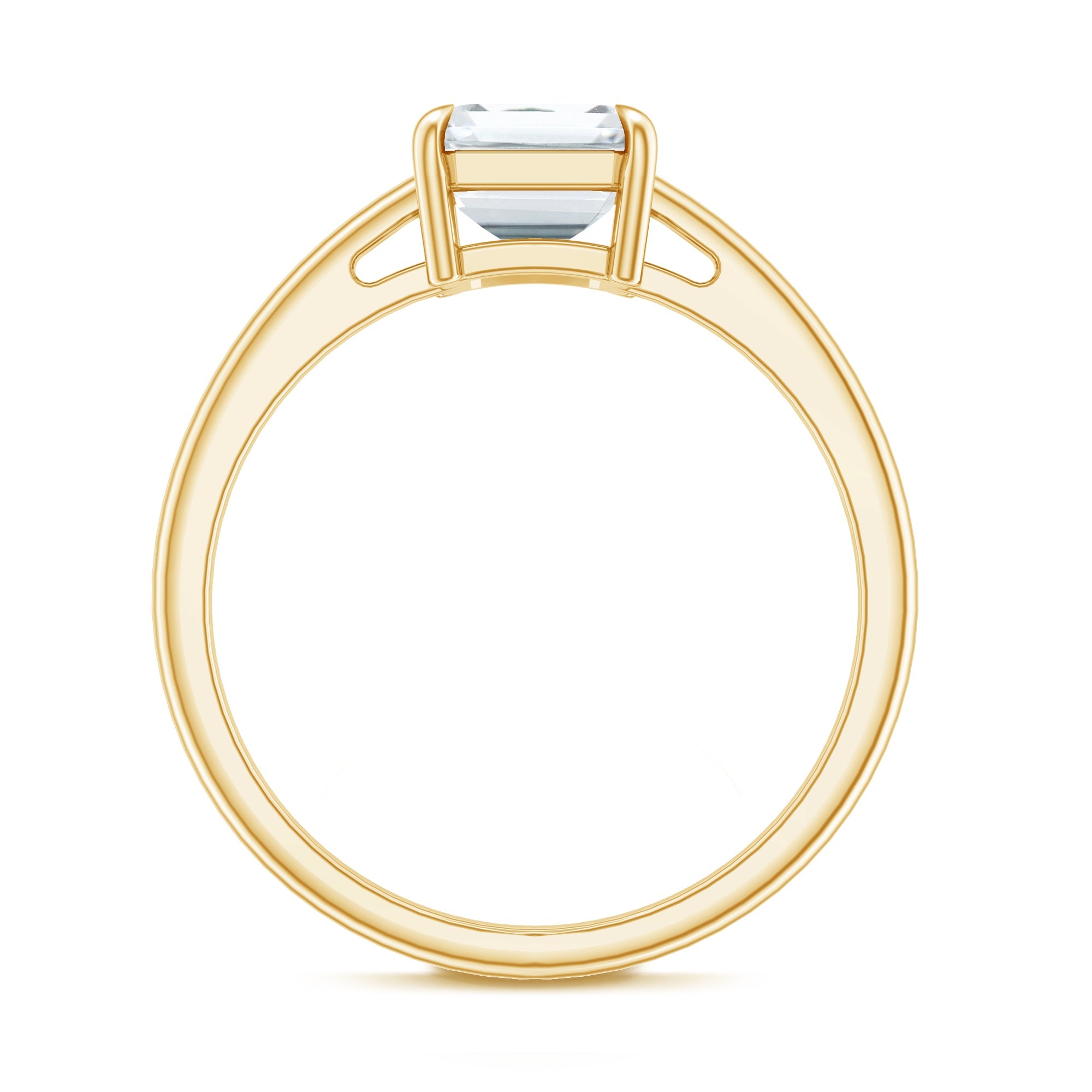 Certified 6X8MM Moissanite Emerald Cut Engagement Ring