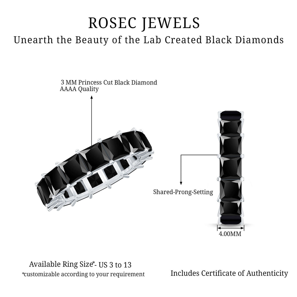 Certified Princess Cut Lab Grown Black Diamond Eternity Ring for Women