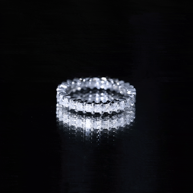 Princess Cut Cubic Zirconia Eternity Wedding Band Ring with Certificate