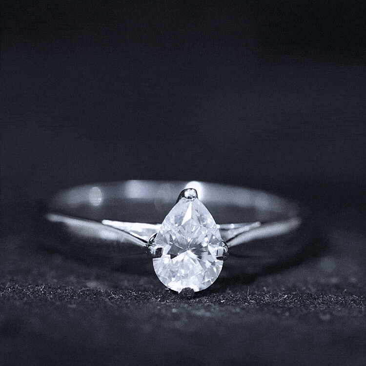 Certified Pear Shaped 0.7 Carat Moissanite Solitaire Engagement Ring