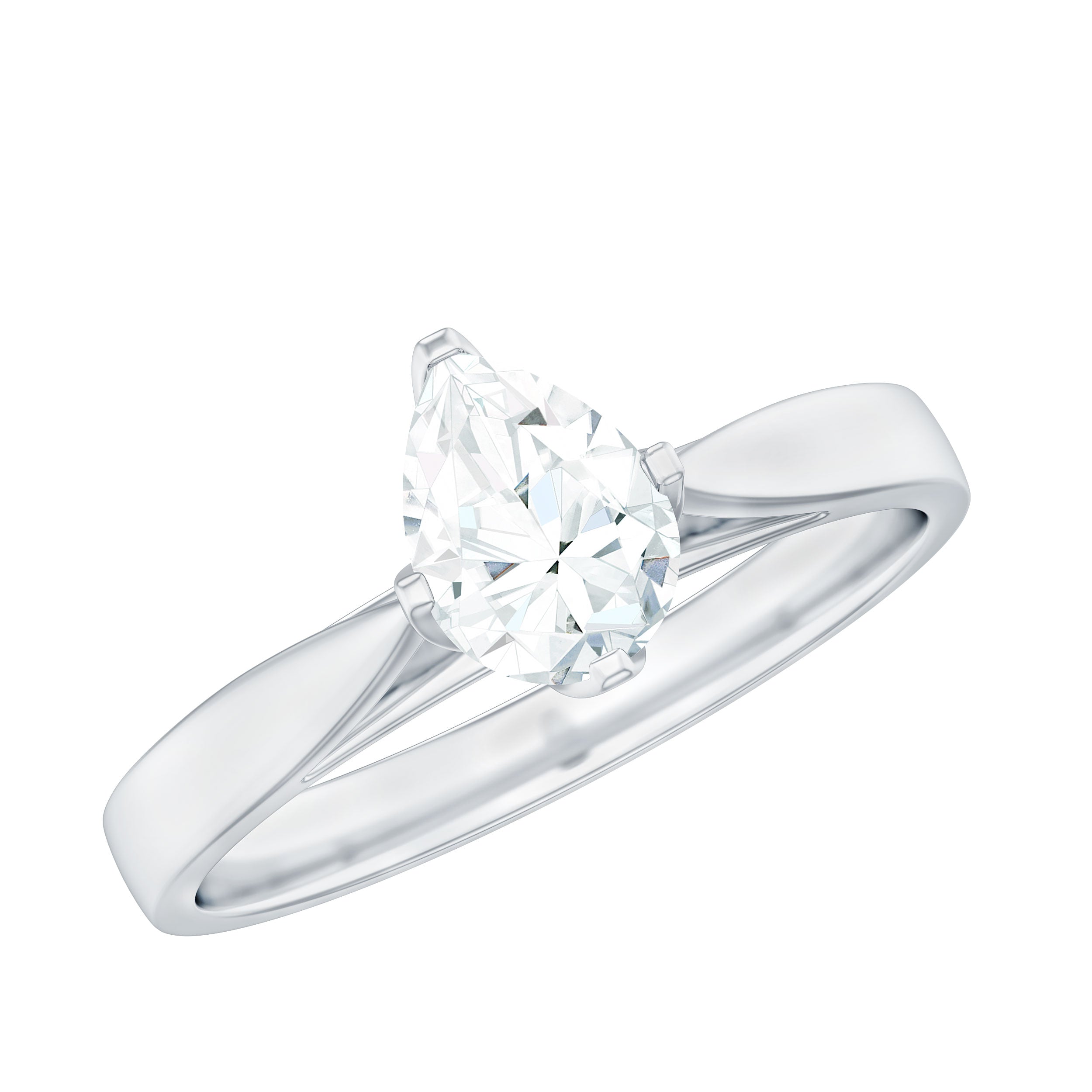 Certified Pear Shaped 0.7 Carat Moissanite Solitaire Engagement Ring