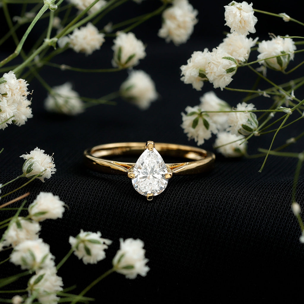 Certified Pear Shaped 0.7 Carat Moissanite Solitaire Engagement Ring