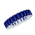 Certified Emerald Cut Lab Grown Blue Sapphire Eternity Band Ring