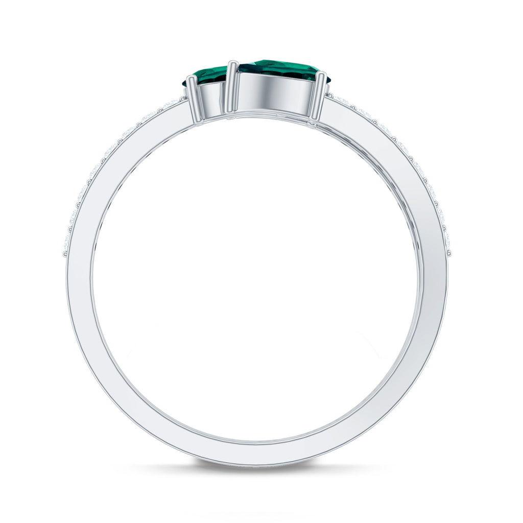Certified Pear Shape Lab Grown Emerald Diamond Cocktail Ring