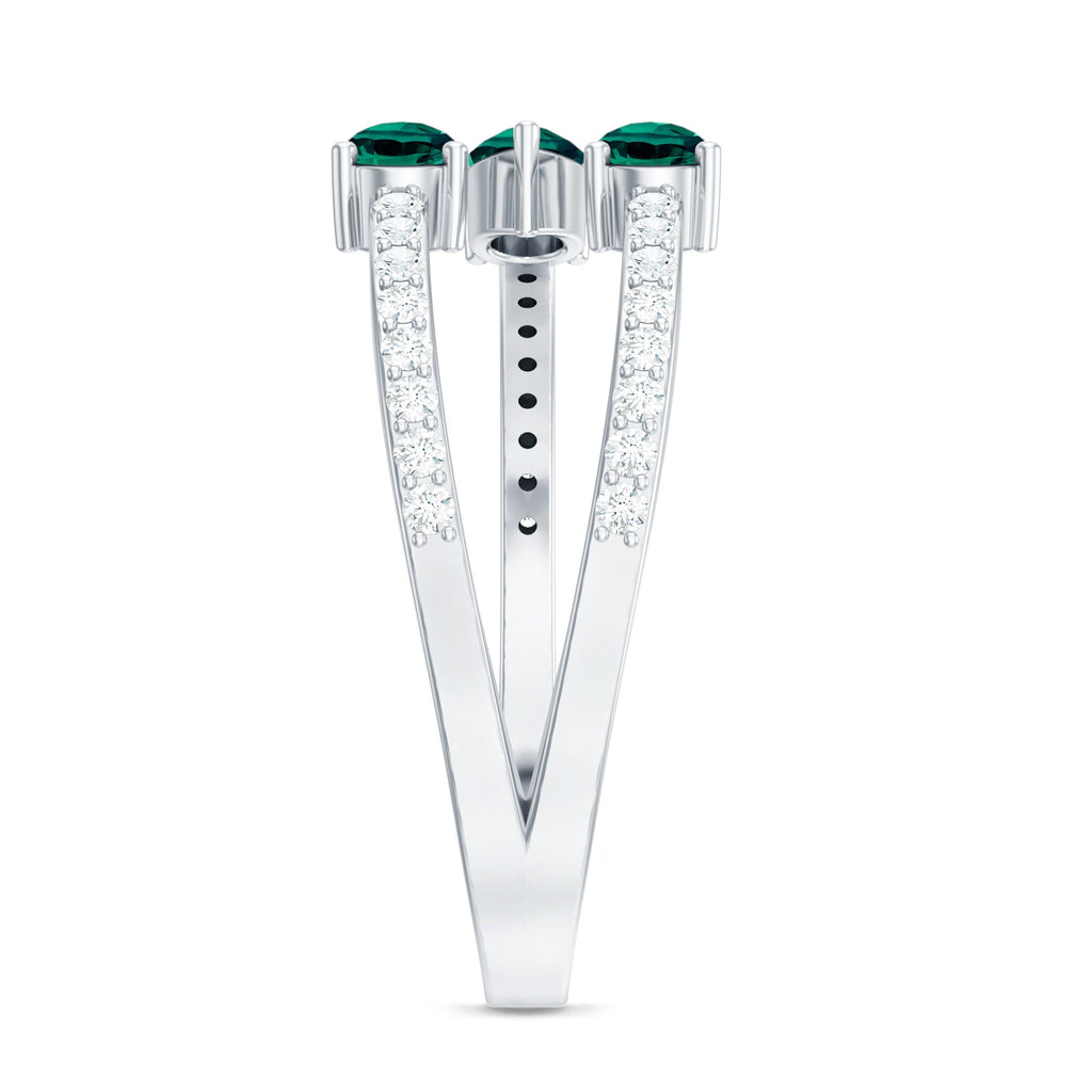 Certified Pear Shape Lab Grown Emerald Diamond Cocktail Ring