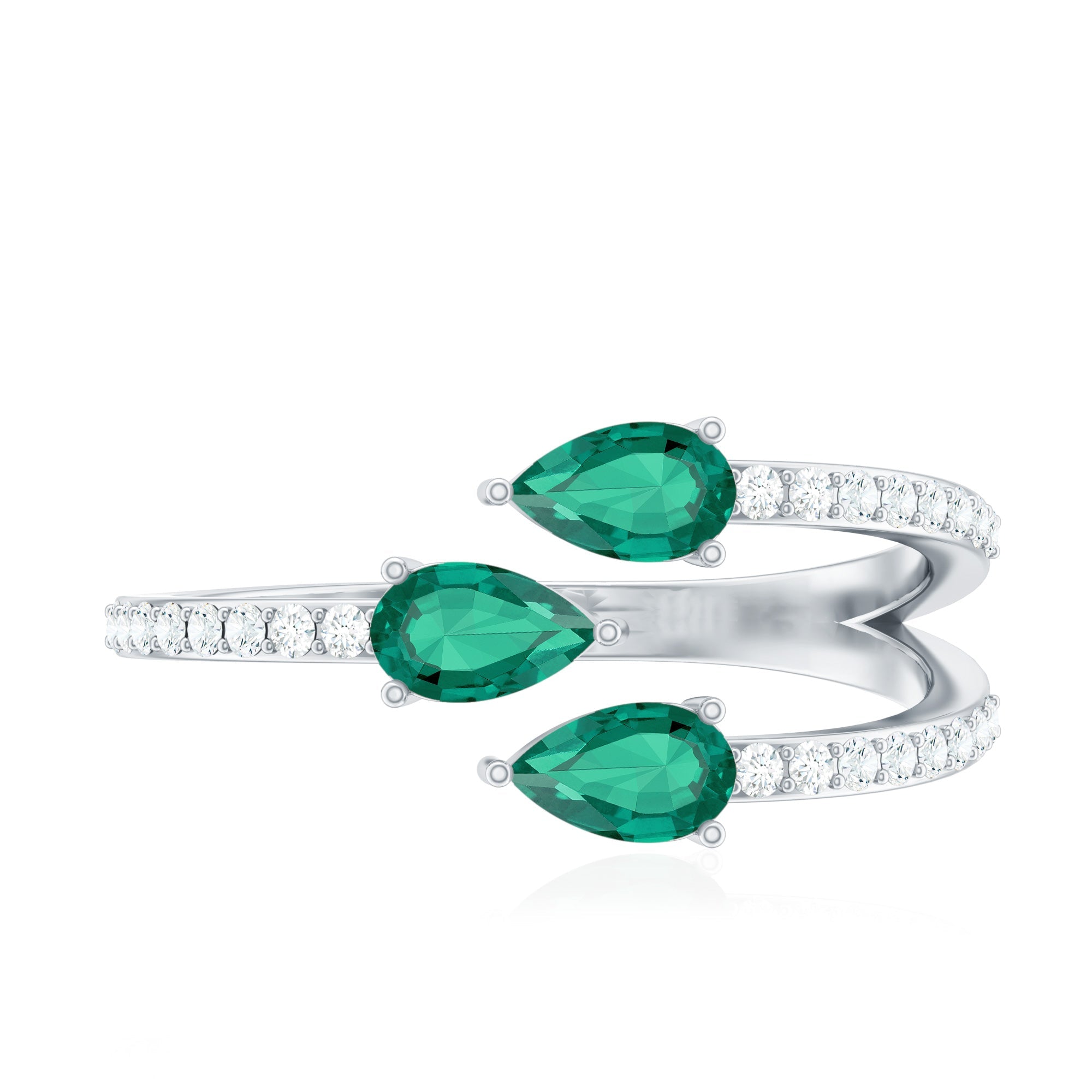 Certified Pear Shape Lab Grown Emerald Diamond Cocktail Ring