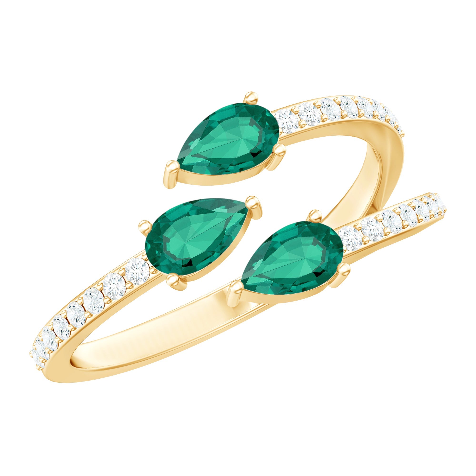 Certified Pear Shape Lab Grown Emerald Diamond Cocktail Ring
