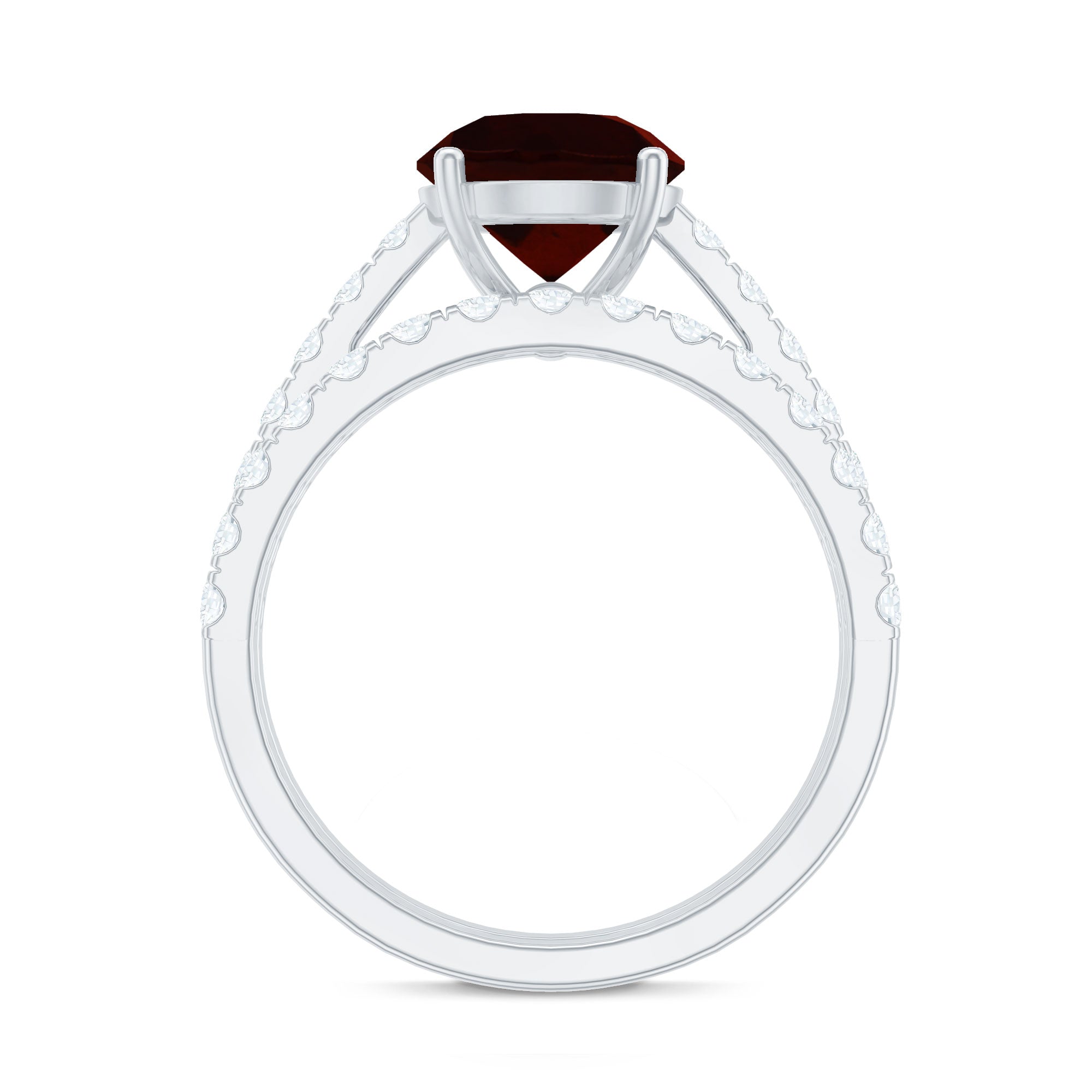 2.3 Carat Certified Real Garnet Wedding Bridal Ring Set