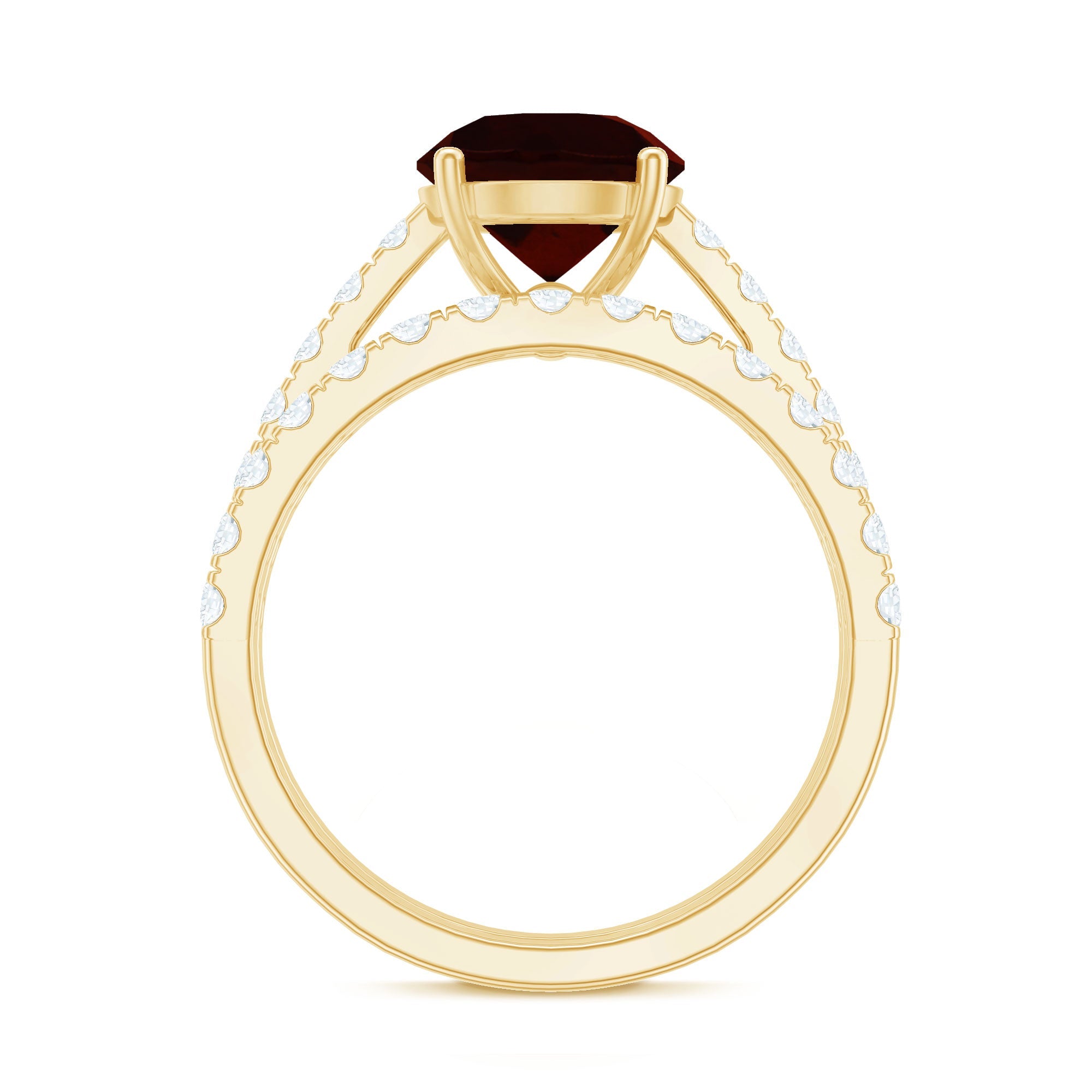 2.3 Carat Certified Real Garnet Wedding Bridal Ring Set