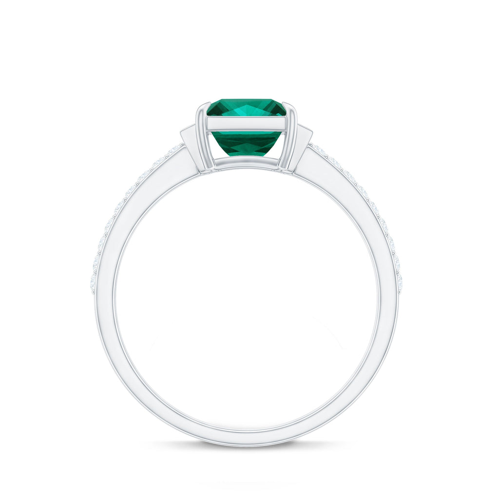 Lab Grown Emerald Diamond 3 Stone Engagement Ring with Certificate