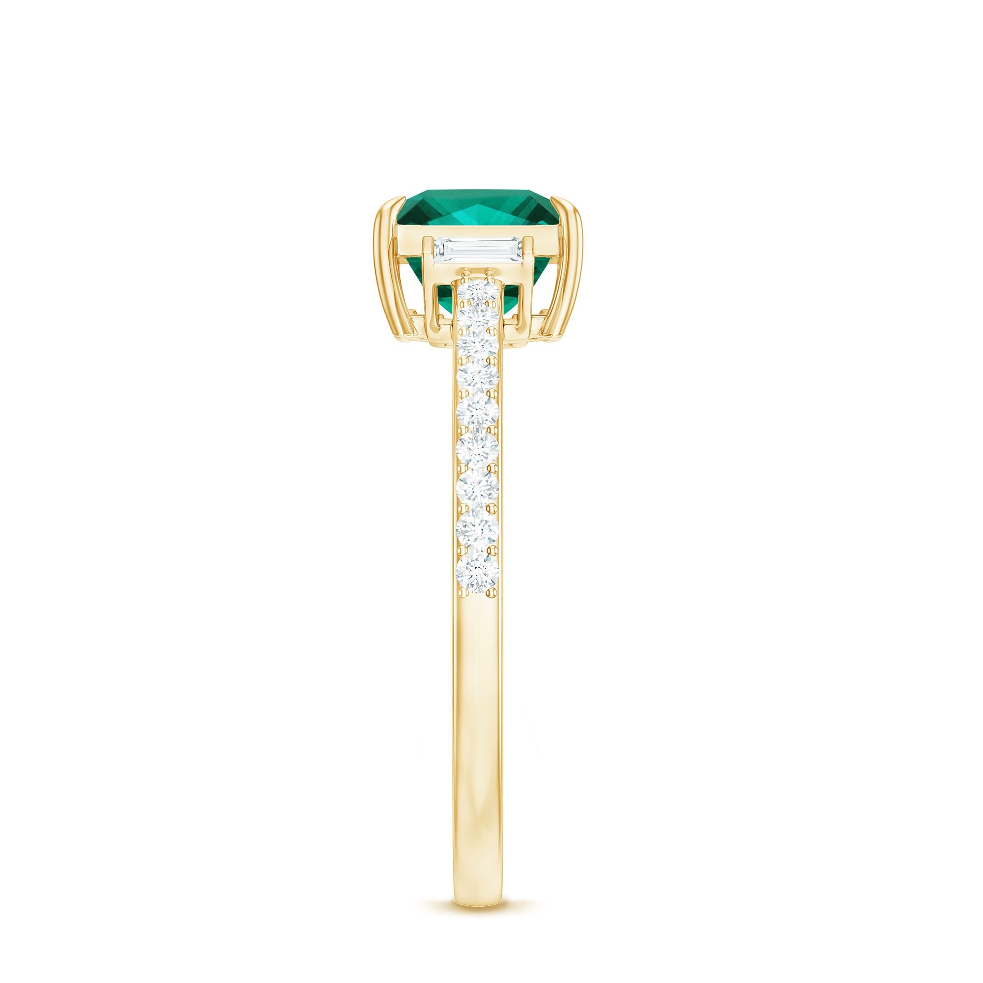 Lab Grown Emerald Diamond 3 Stone Engagement Ring with Certificate