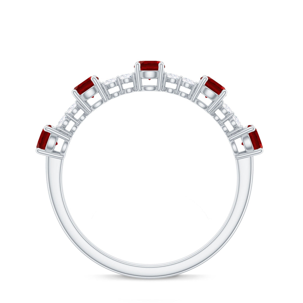 Lab Created Ruby and Diamond Half Eternity Stackable Ring
