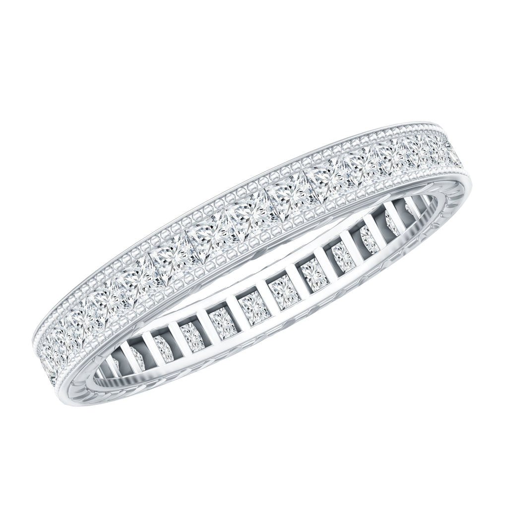 Certified Princess Cut Lab Grown Diamond Eternity Wedding Band