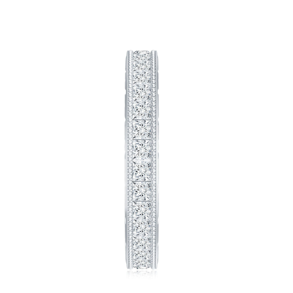 Certified Princess Cut Lab Grown Diamond Eternity Wedding Band