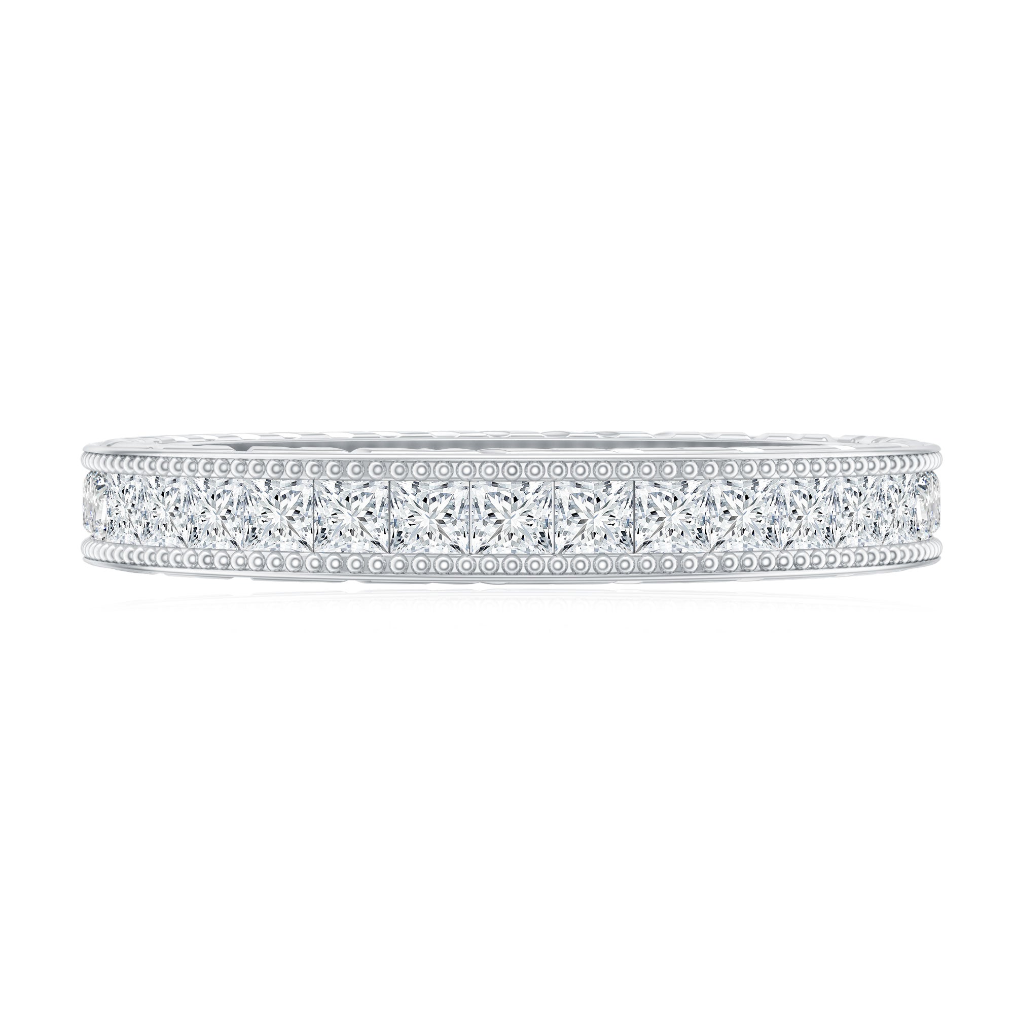 Certified Princess Cut Lab Grown Diamond Eternity Wedding Band