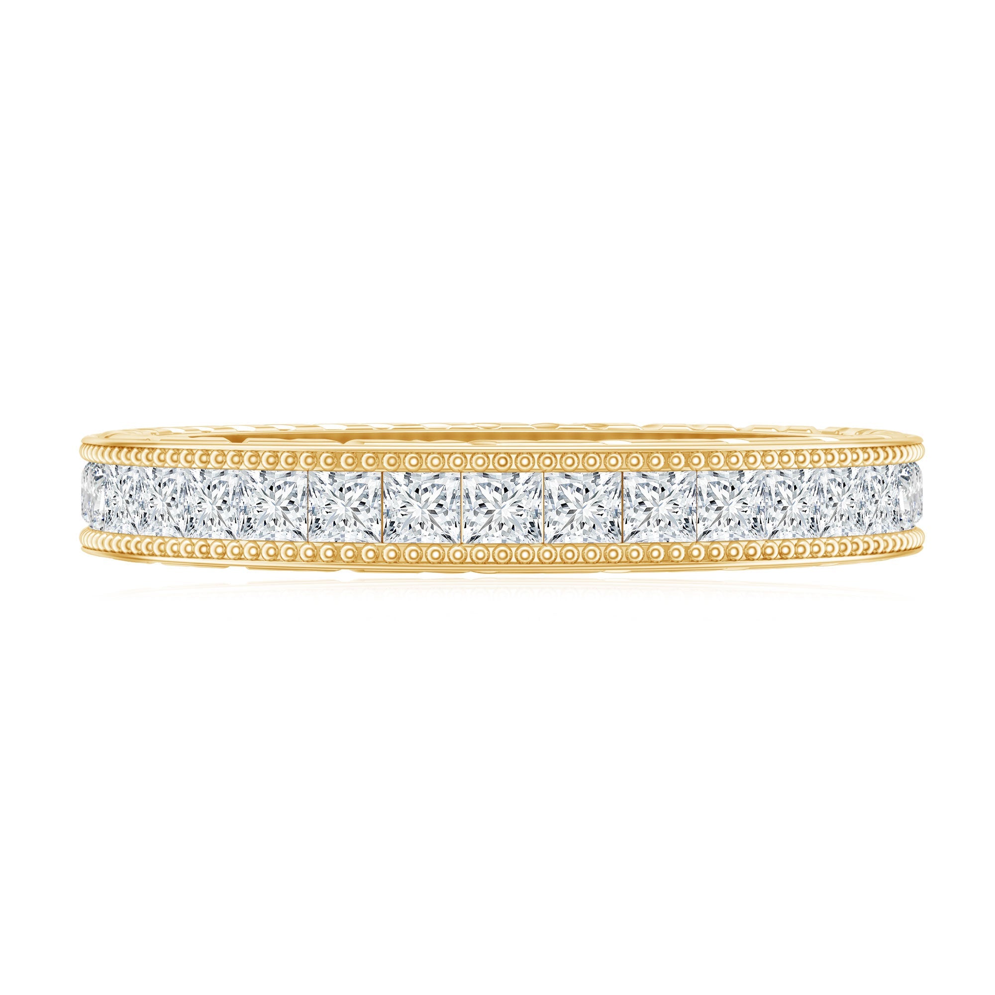Certified Princess Cut Lab Grown Diamond Eternity Wedding Band