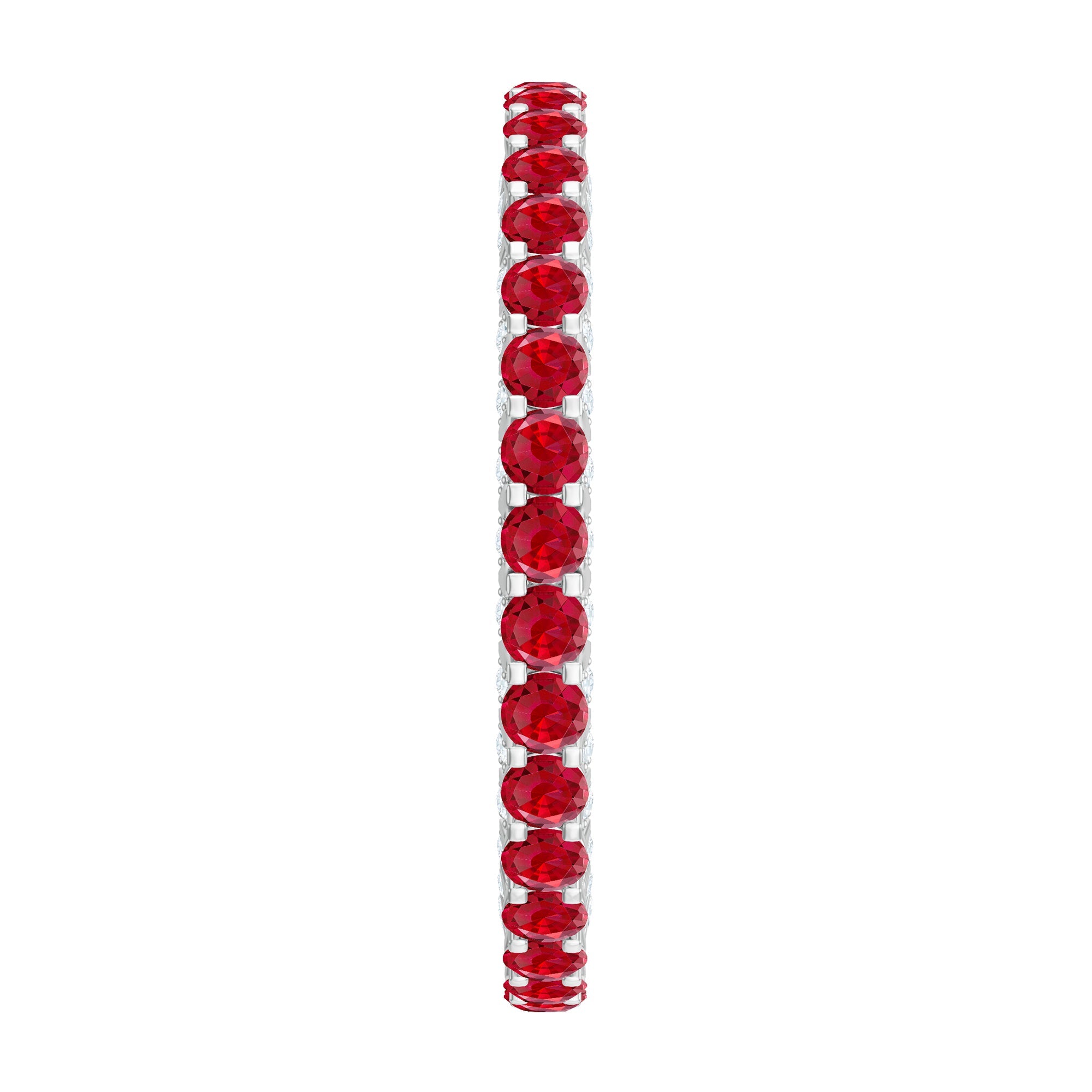 Round Shape Lab Grown Ruby and Diamond Eternity Wedding Band