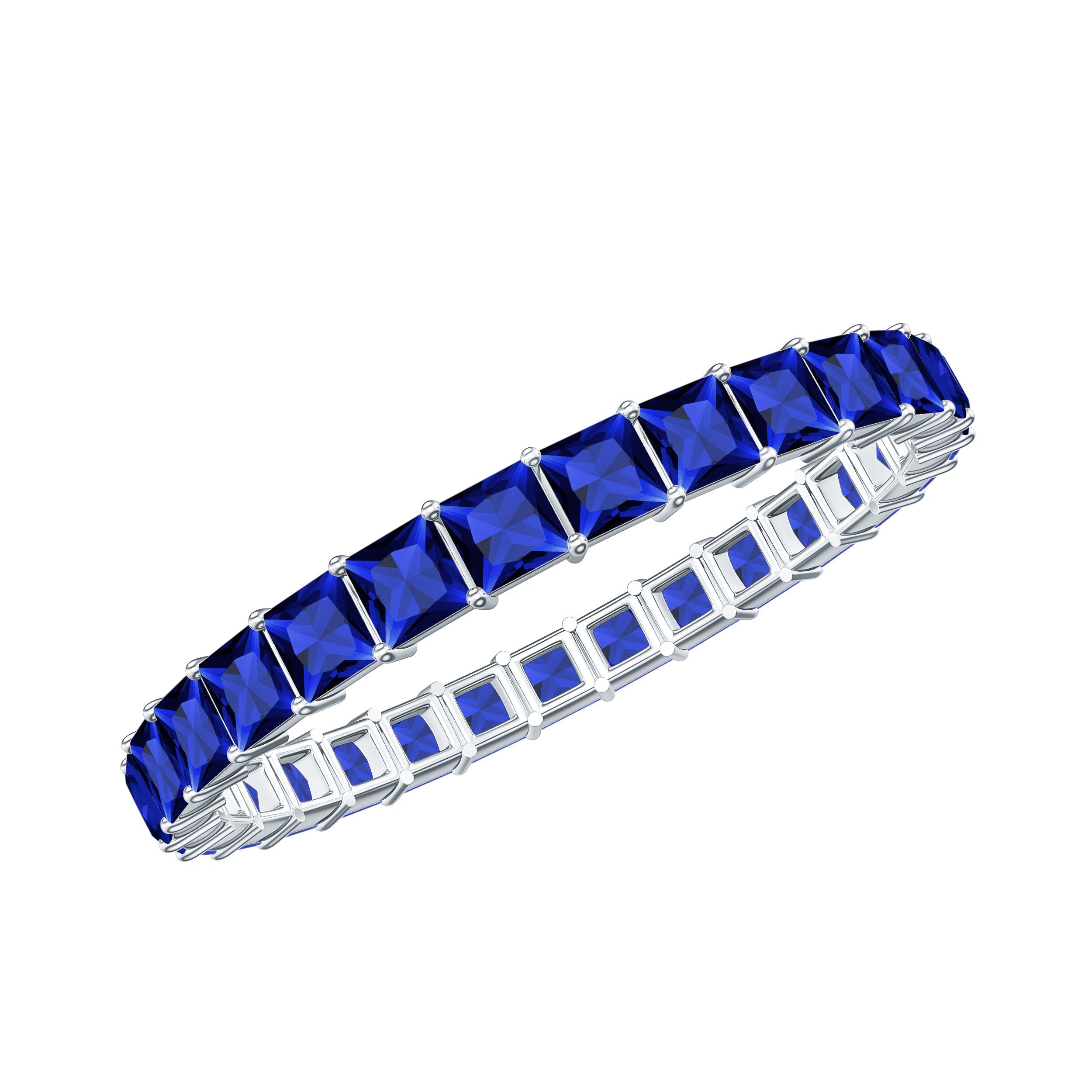 Princess Cut Certified Lab Created Blue Sapphire Full Eternity Ring