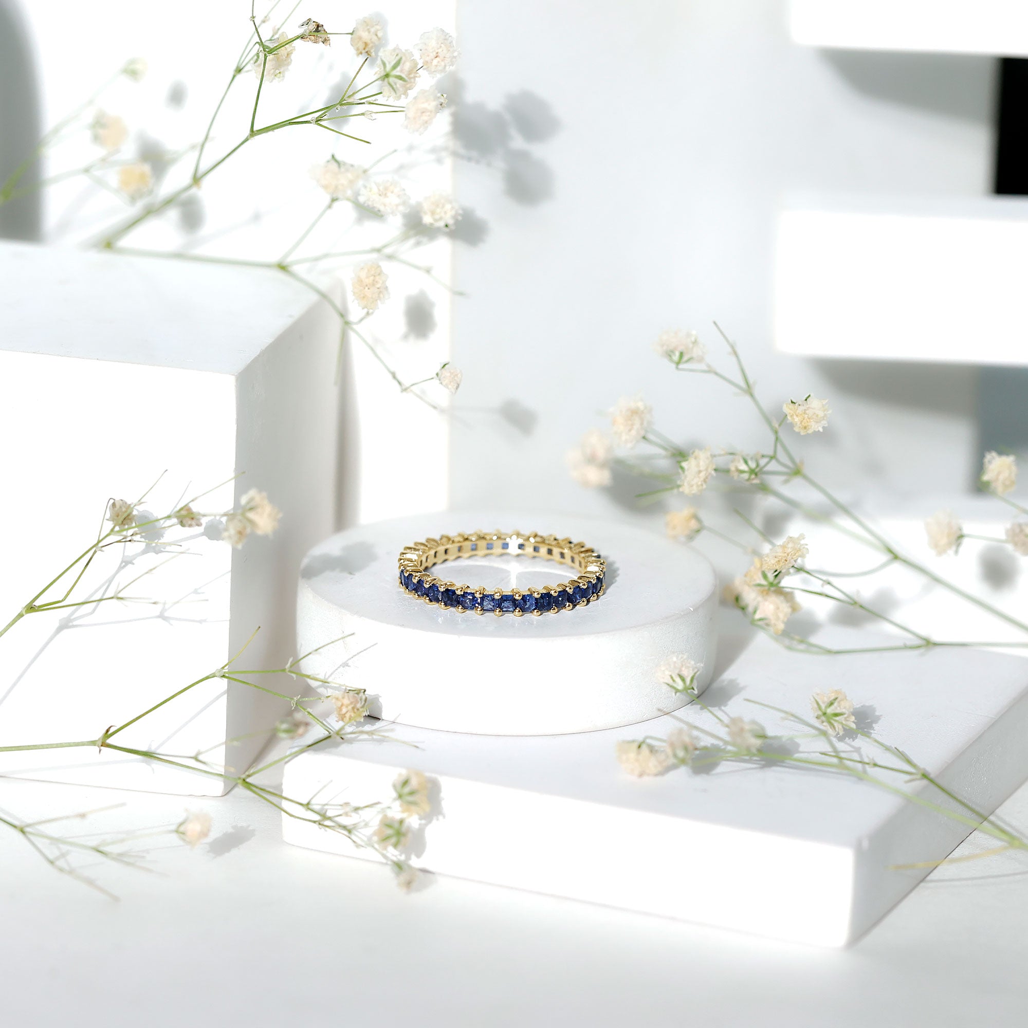 Princess Cut Certified Lab Created Blue Sapphire Full Eternity Ring