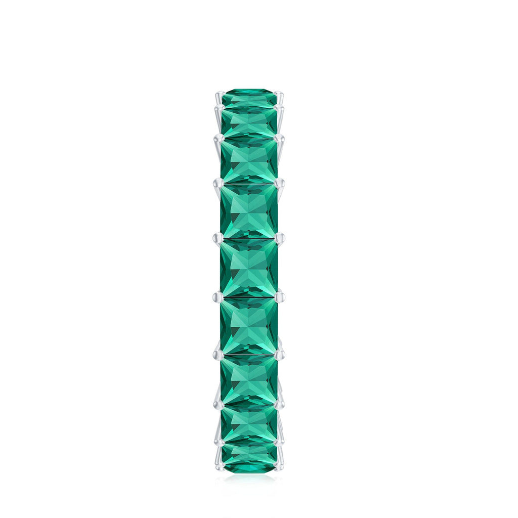 Certified Princess Cut Lab Grown Emerald Wedding Band