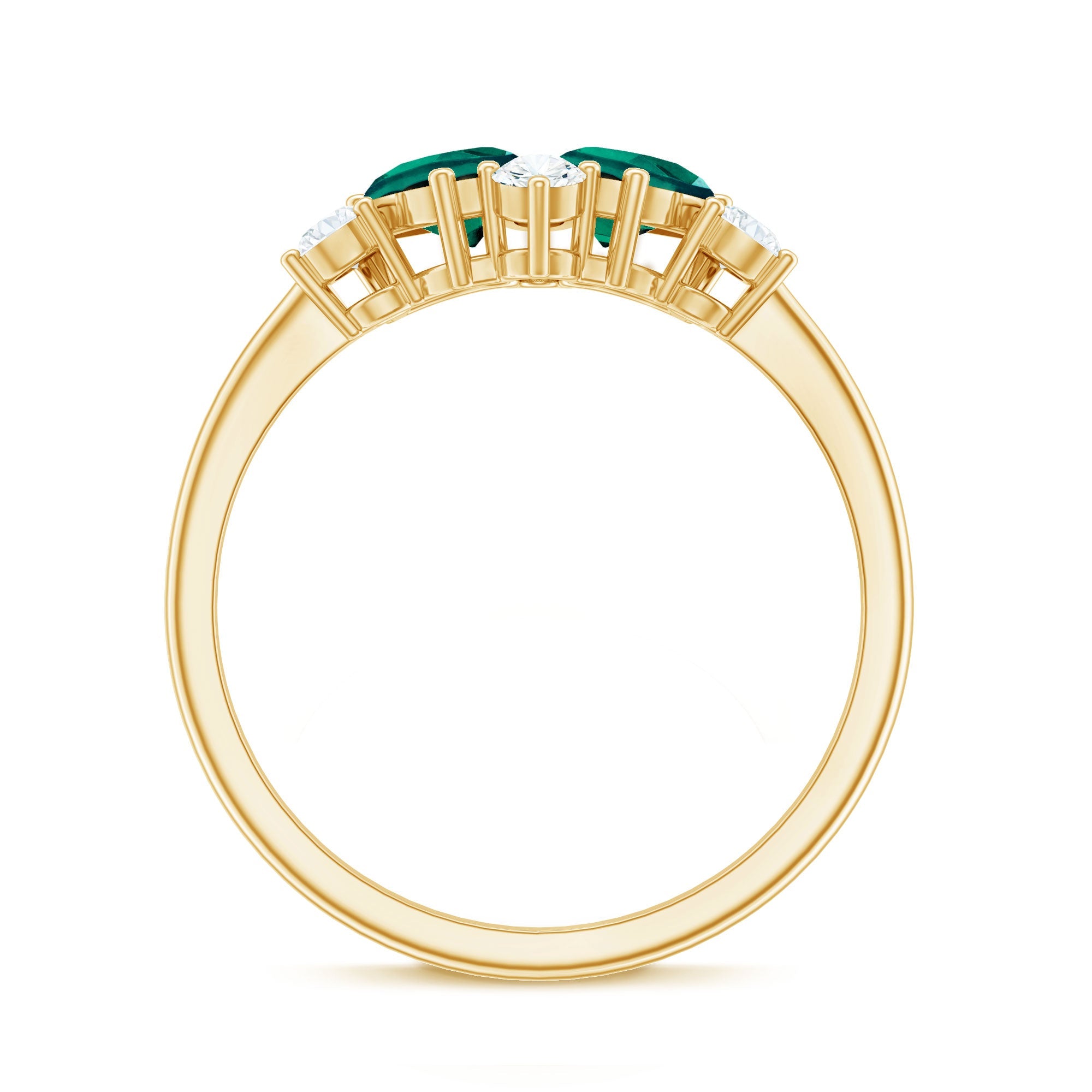 Designer Pear Shape Lab Grown Emerald Toi Et Moi Engagement Ring with Diamond