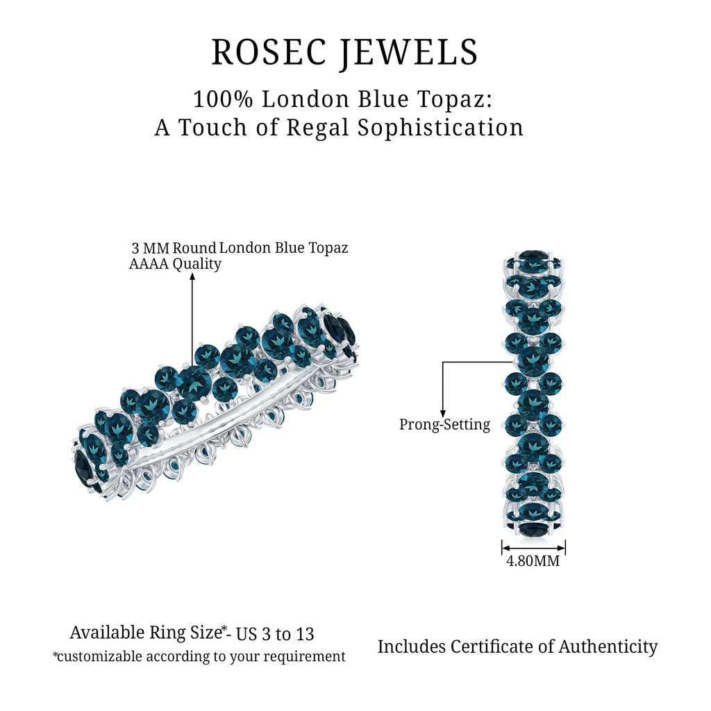 London Blue Topaz Cluster Eternity Band Ring